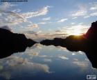 Zonsondergang in Lac Des Veaux, Zwitserland