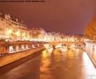 Rivier de Seine in de nacht, Parijs