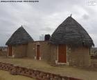 Twee traditionele plattelandshuisjes in sommige gebieden van India