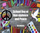 30 januari, de schooldag van geweldloosheid en vrede. Onderwijs in en voor tolerantie, solidariteit, harmonie, eerbiediging van de mensenrechten, geweldloosheid en vrede