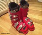puzzel Rode alpine skischoenen