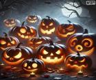 Groep Halloween-pompoenen