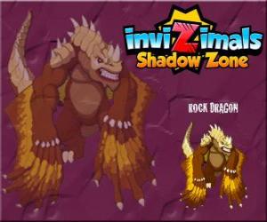 puzzel Rock Dragon. Invizimals Shadow Zone. Rock draken leven in de kraters van de vulkanen