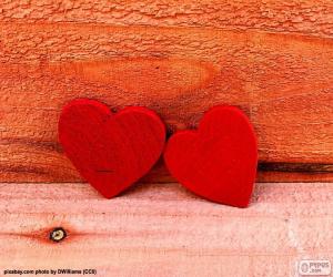 puzzel Rode houten harten