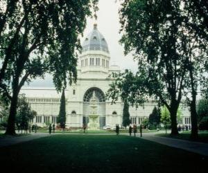 puzzel Royal Exhibition Building en Carlton Gardens, ontworpen door architect Joseph Reed. Australië