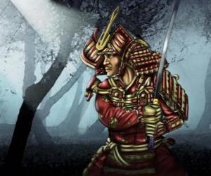 puzzel Samurai met traditionele kleding