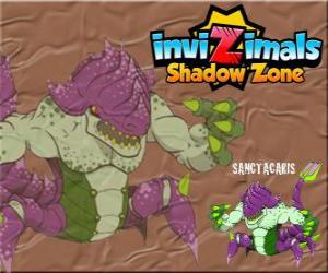 puzzel Sanctacaris. Invizimals Shadow Zone. De eerste dinosaurus die gebruikt zijn handen om te vechten