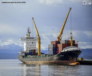 puzzel Schip bij laadperron