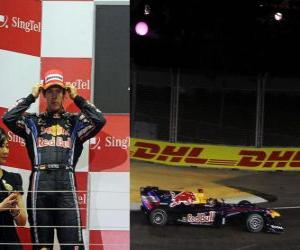 puzzel Sebastian Vettel - Red Bull - Singapore 2010 (Ingedeeld 2 º)