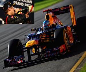 puzzel Sebastian Vettel - Red Bull - Melbourne, Grand Prize van Australië (2012) (2e plaats)