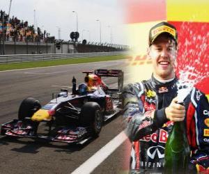 puzzel Sebastian Vettel viert zijn overwinning in de Grand Prix van Turkije (2011)