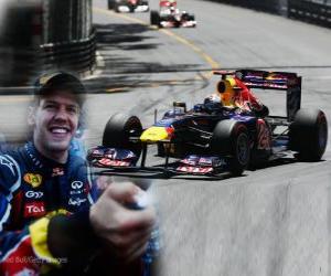 puzzel Sebastian Vettel viert zijn overwinning in de Grand Prix van Monaco (2011)