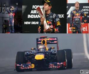puzzel Sebastian Vettel viert zijn overwinning in de 2012 Indiase Grand Prix