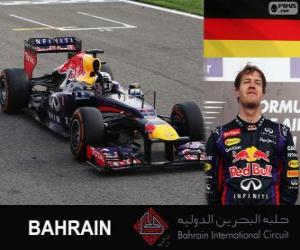 puzzel Sebastian Vettel viert zijn overwinning in de Grand Prix Bahrein 2013
