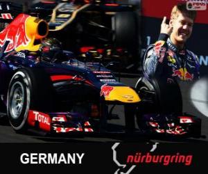 puzzel Sebastian Vettel viert zijn overwinning in de Grand Prix Duitsland 2013