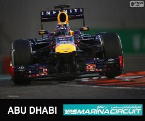 puzzel Sebastian Vettel viert zijn overwinning in de Grand Prix van Abu Dhabi 2013