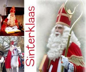 puzzel Sinterklaas. Sint-Nicolaas brengt cadeautjes voor kinderen in Nederland, België en andere Midden-Europese landen