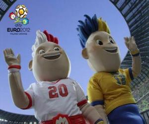 puzzel Slavek en Slavko de mascottes van de UEFA EURO 2012 Polen - Oekraïne