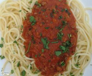 puzzel Spaghetti met tomatensaus