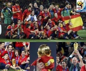 puzzel Spanje, kampioen van de Football World Cup 2010 Zuid-Afrika