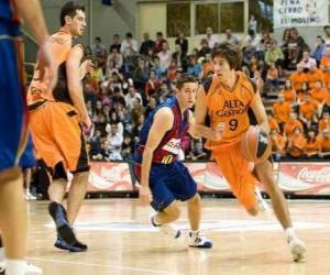 puzzel Spelen van een spelletje basketbal