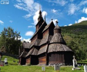 puzzel Staafkerk van Borgund, Noorwegen