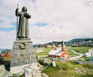 puzzel Standbeeld van Hans Egede, Nuuk, Groenland