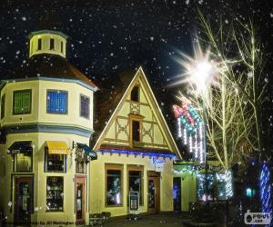 puzzel Straat met kerstverlichting