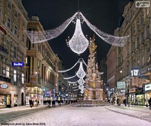 puzzel Straat versierd voor Kerstmis