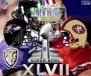 puzzel Super Bowl 2013. San Francisco 49ers vs. Baltimore Ravens. Superdome, New Orleans