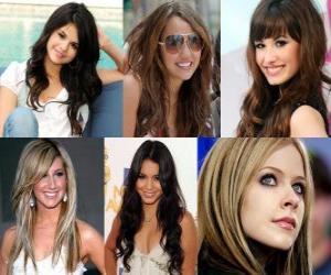 puzzel Superstar, Selena Gomez, Miley Cyrus, Demi Lovato, Ashley Tisdale, Vanessa Hudgens, Avril Lavigne