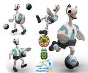 puzzel Suri mascotte van de Copa America, Argentinië 2011, een gemeenschappelijke Rhea, wordt ook vaak genoemd de Amerikaanse struisvogel