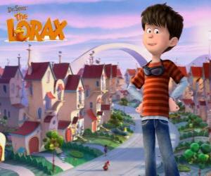 puzzel Ted Wiggins, een idealistische jongen van 12 jaar, de belangrijkste protagonist van de film Lorax