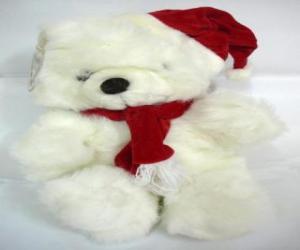puzzel Teddybeer met sjaal en muts van de kerstman  