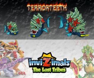 puzzel Terrorteeth, laatste evolutie. Invizimals The Lost Tribes. Aquatische Invizimal die zeer snel eet en die bijt alles