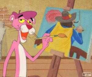 puzzel The Pink Panther is een schilder