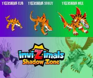 puzzel Tigershark Cub, Tigershark Scout, Tigershark Max. Invizimals Shadow Zone. Warriors of legende in India en Sri Lanka