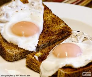 puzzel Toast met gebakken eieren