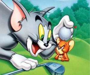 puzzel Tom en Jerry op de golfbaan