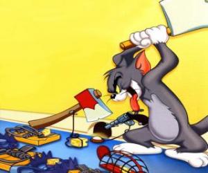 puzzel Tom probeerde om de muis Jerry te vangen