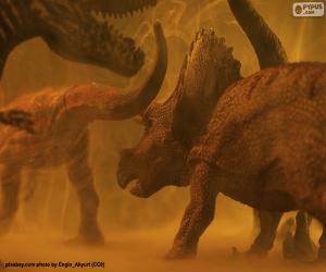 puzzel Triceratops en de dinosaurus