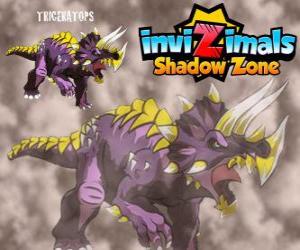 puzzel Triceratops. Invizimals Shadow Zone. Invizimals herbivore met grote kracht en moed