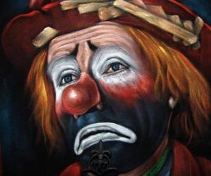 puzzel Triest clown gezicht