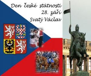 puzzel Tsjechische Nationale Dag. 28 september St. Wenceslas, de patroonheilige van de Tsjechische Republiek