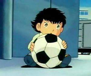 puzzel Tsubasa Ozora, Oliver Hutton, een Japans kind dat is een groot voetbalfan