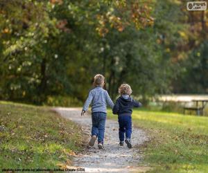 puzzel Twee broers die lopen