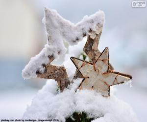 puzzel Twee sterren met sneeuw