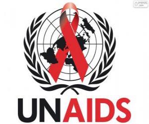 puzzel UNAIDS logo. Gemeenschappelijke VN-Programma voor HIV / AIDS