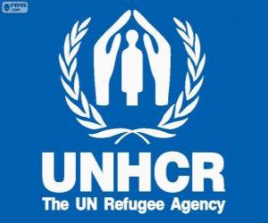 puzzel UNHCR-logo, de Verenigde Naties Hoge Commissaris voor de Vluchtelingen