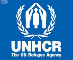 puzzel UNHCR-logo, de Verenigde Naties Hoge Commissaris voor de Vluchtelingen